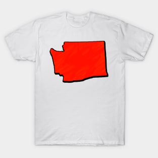 Bright Red Washington Outline T-Shirt